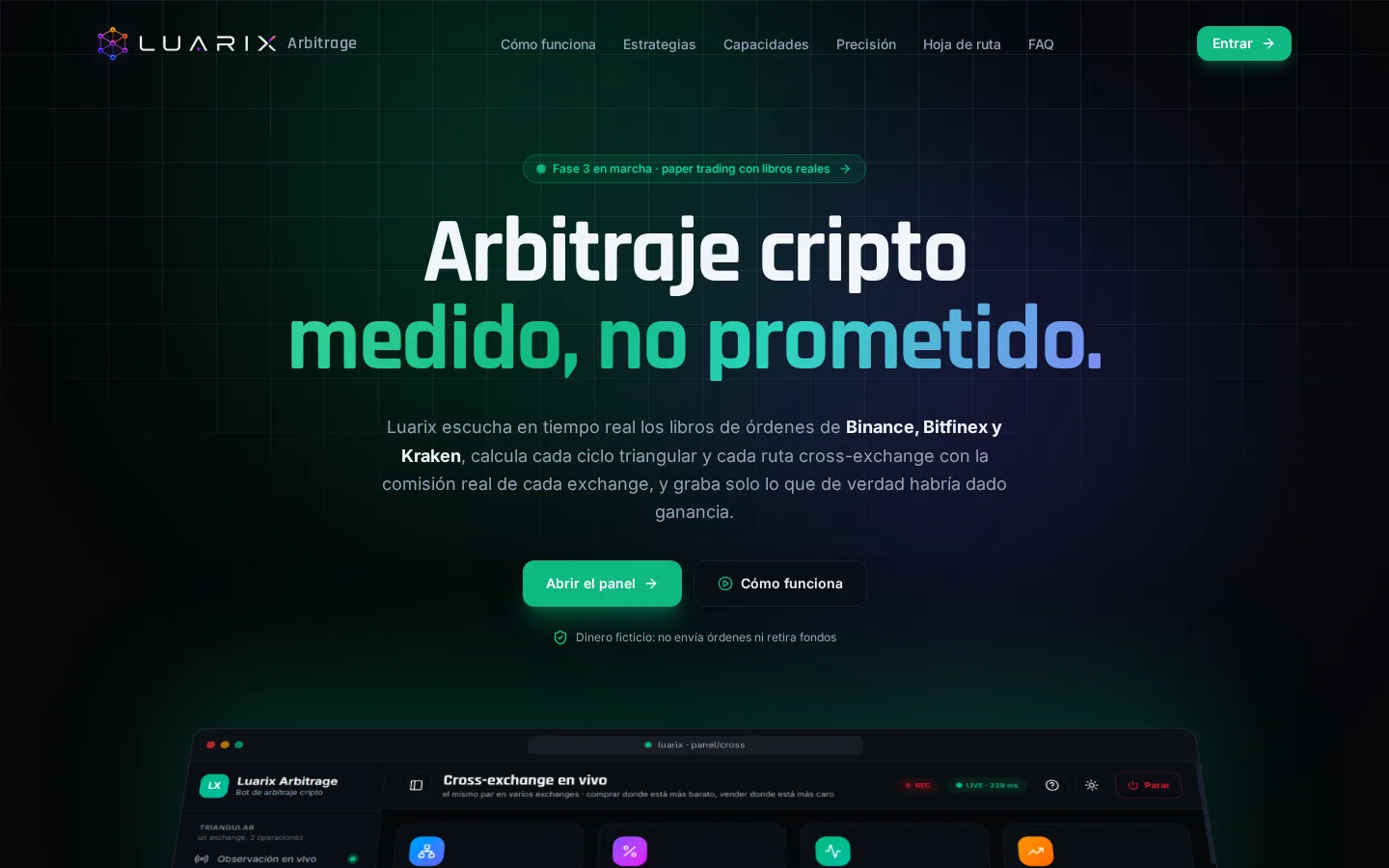 Captura de arbitrage.luarix.com